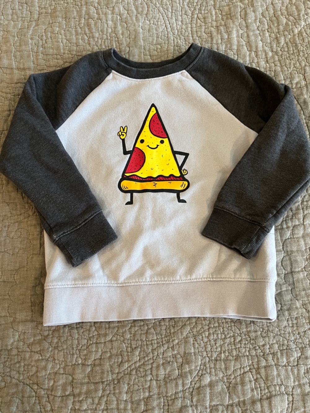 Kids Raglan Sweatshirt with Yellow Pizza Graphic